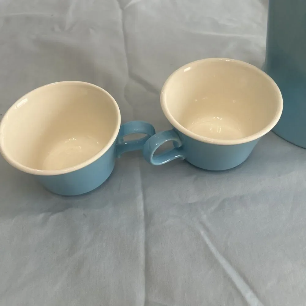 Vintage Cameron Clay Ceramic Coffee Carafe Server Pot, 2 Cups,  Creamer USA